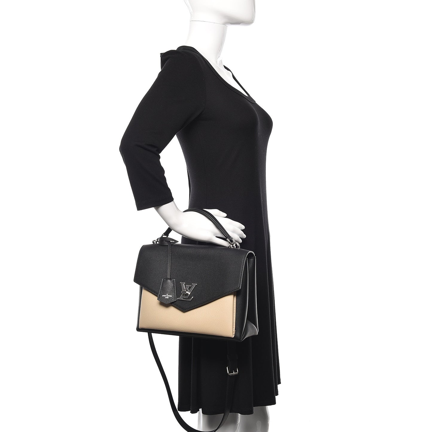 Soft Calfskin My Lockme Top Handle Vanille Black