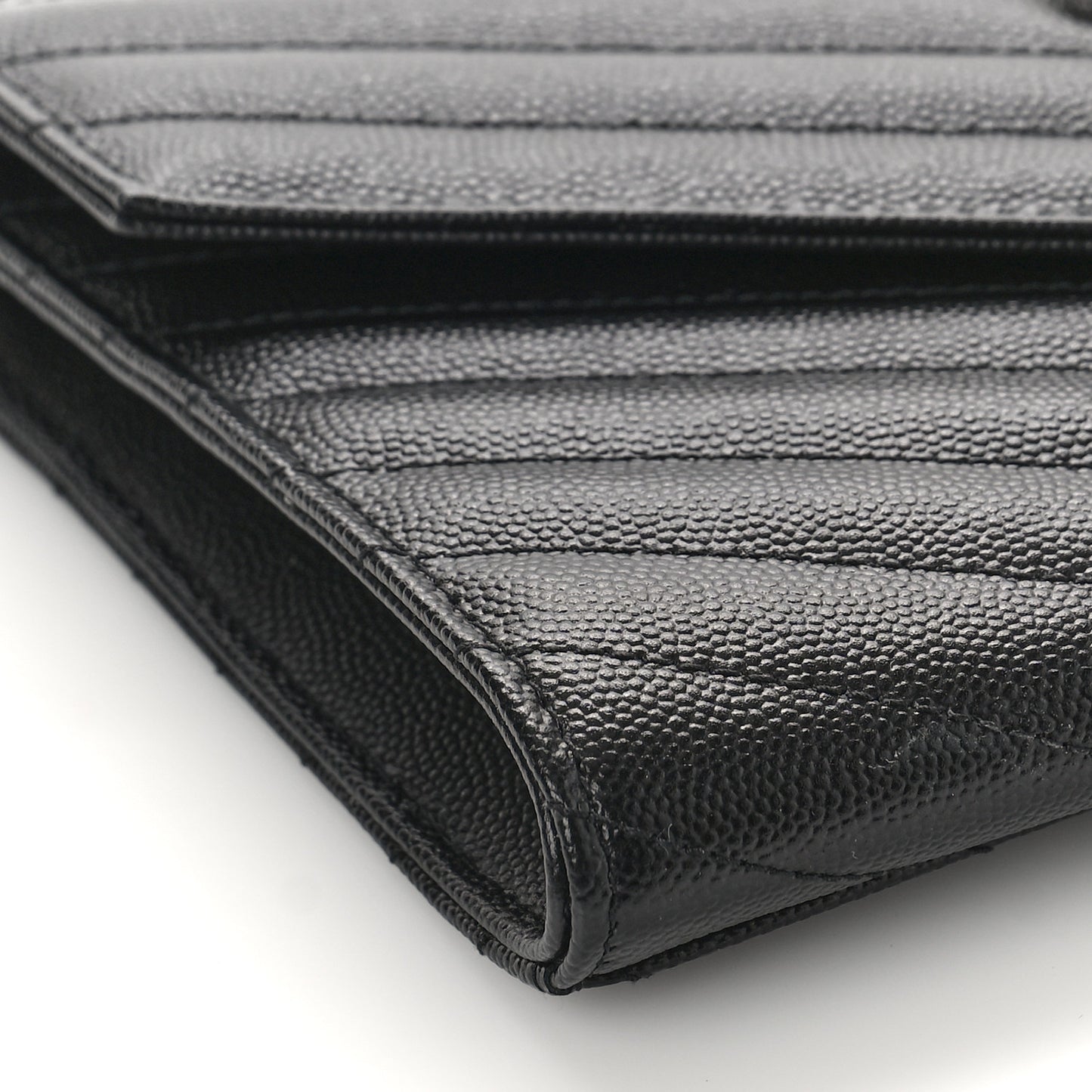 Grain De Poudre Matelasse Chevron Monogram Envelope Clutch Black