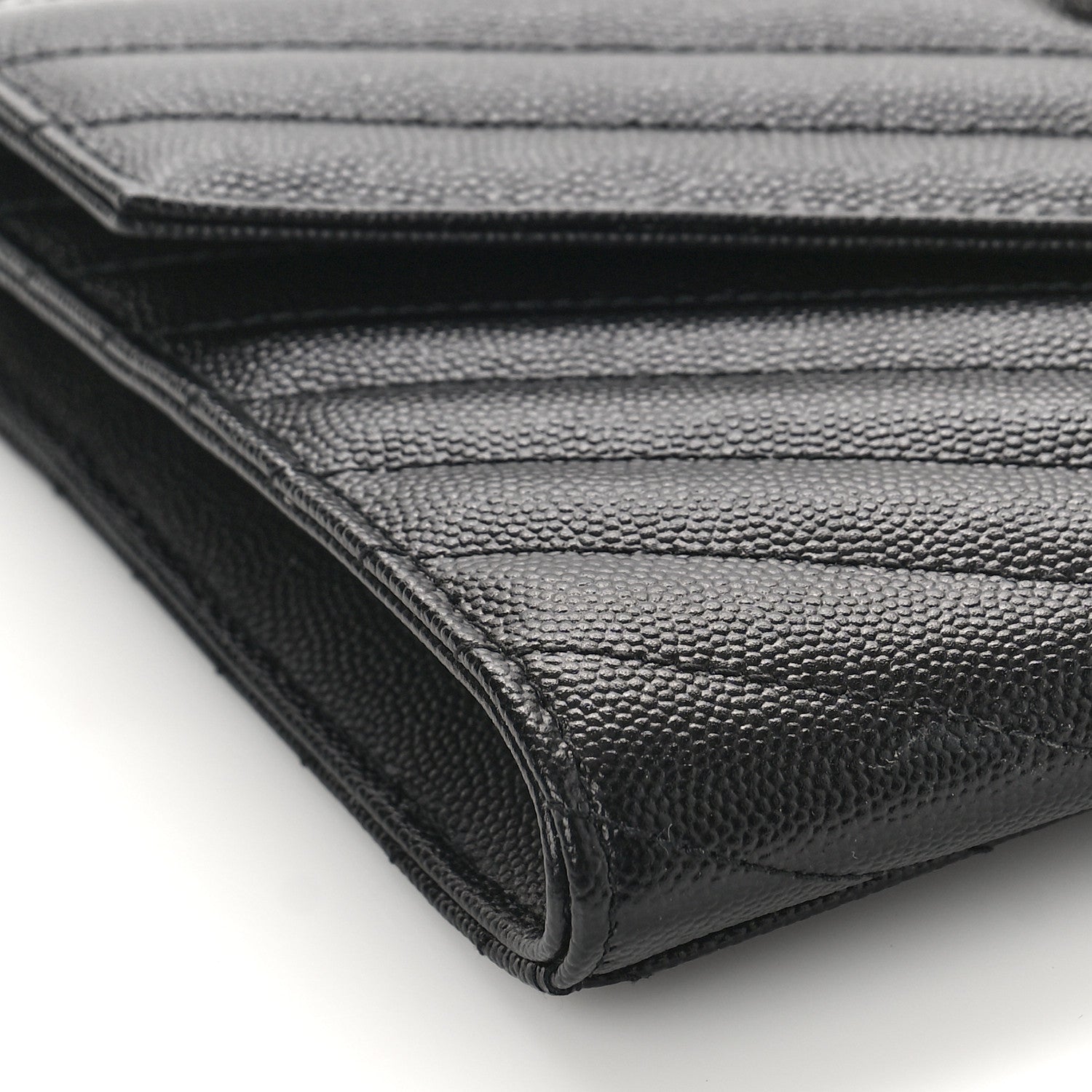 Saint Laurent Grain De Poudre Matelasse Chevron Monogram Envelope Clutch Black 7 of 9