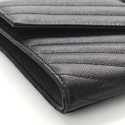Saint Laurent Grain De Poudre Matelasse Chevron Monogram Envelope Clutch Black 7 of 9
