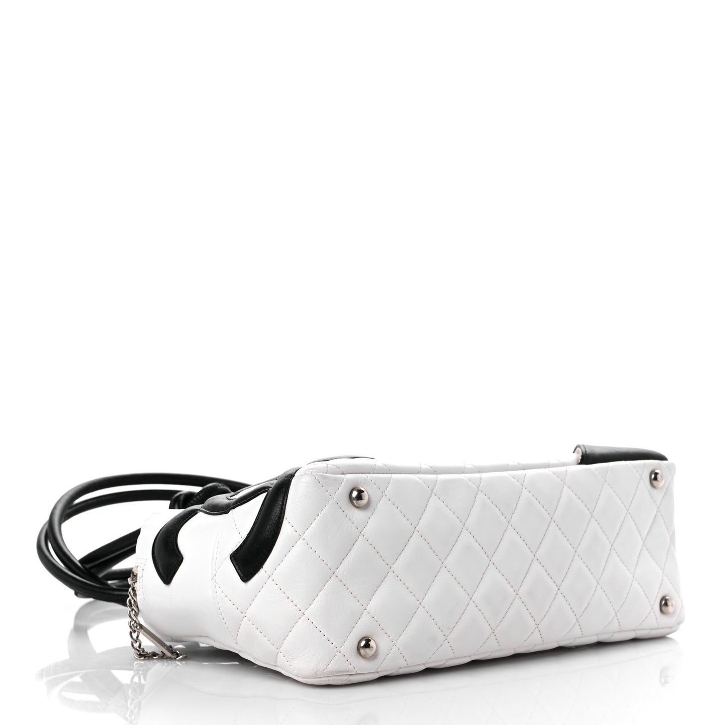 Calfskin Quilted Large Cambon Bowler White Black