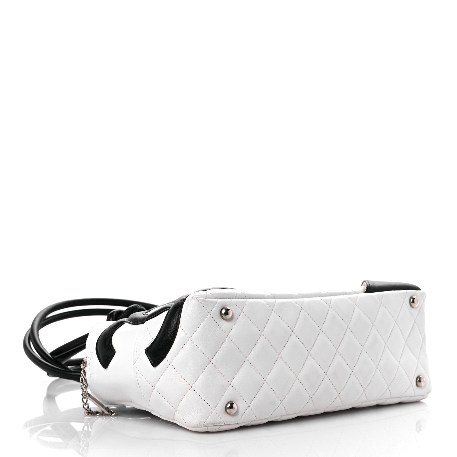 Chanel Calfskin Quilted Large Cambon Bowler White Black 3 of 18