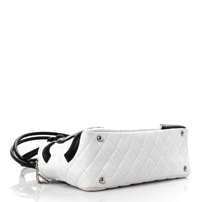 Chanel Calfskin Quilted Large Cambon Bowler White Black 3 of 18