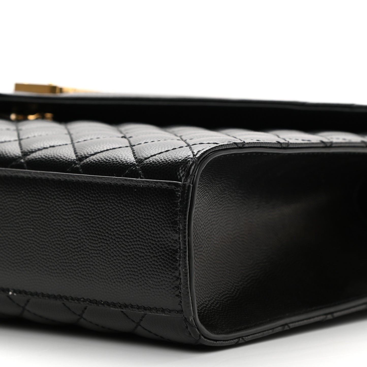 Grain De Poudre Textured Mixed Matelasse Large Triquilt Monogram Satchel Black