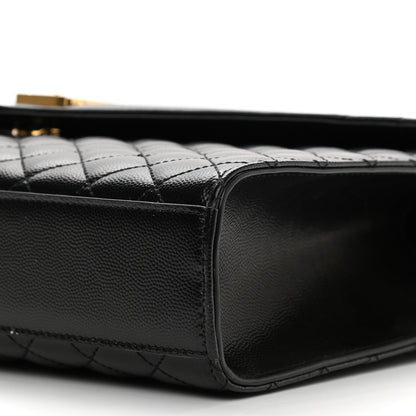 Saint Laurent Grain De Poudre Textured Mixed Matelasse Large Triquilt Monogram Satchel Black 11 of 12