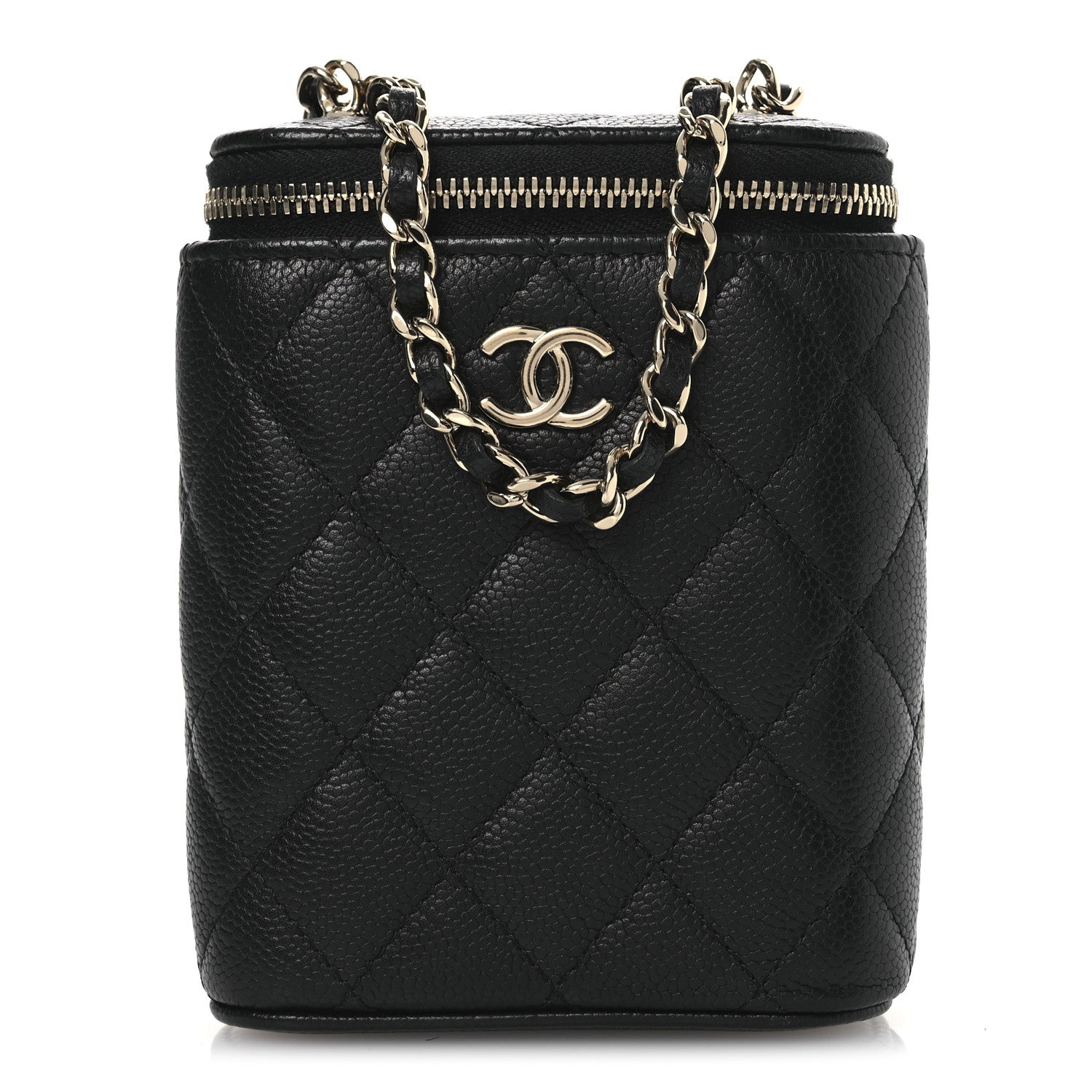 Chanel Caviar Quilted Small Vertical Coco Beauty Vanity Case With Chain Black 1 of 11