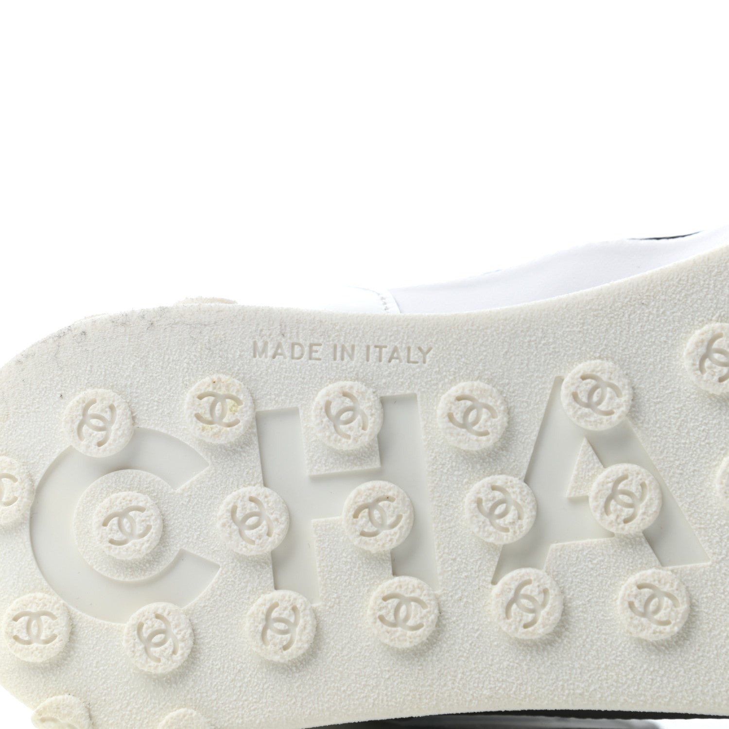 Chanel Calfskin Mesh Lycra Womens Logo High Top Sneakers 39 White 5 of 6