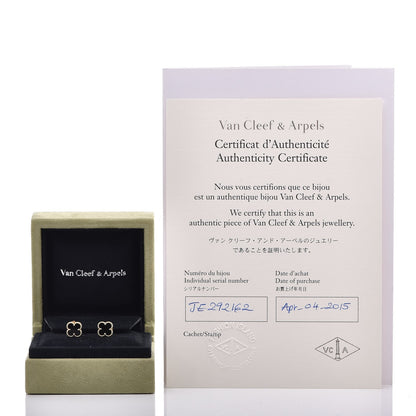 Van Cleef & Arpels 18K Yellow Gold Black Onyx Sweet Alhambra Earrings 5 of 5