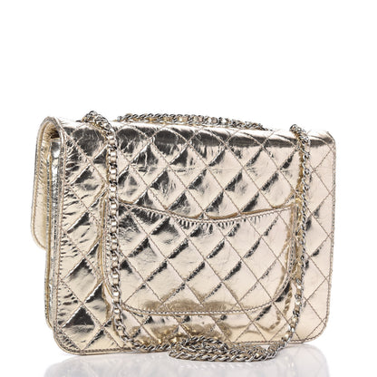 Chanel Metallic Crackled Calfskin Medium Clam's Pocket Flap Gold 3 of 13