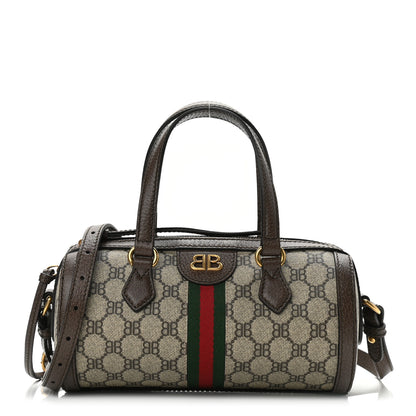 Gucci X BALENCIAGA BB Supreme Monogram Web Small Ophidia Boston Bag Beige New Acero 1 of 11