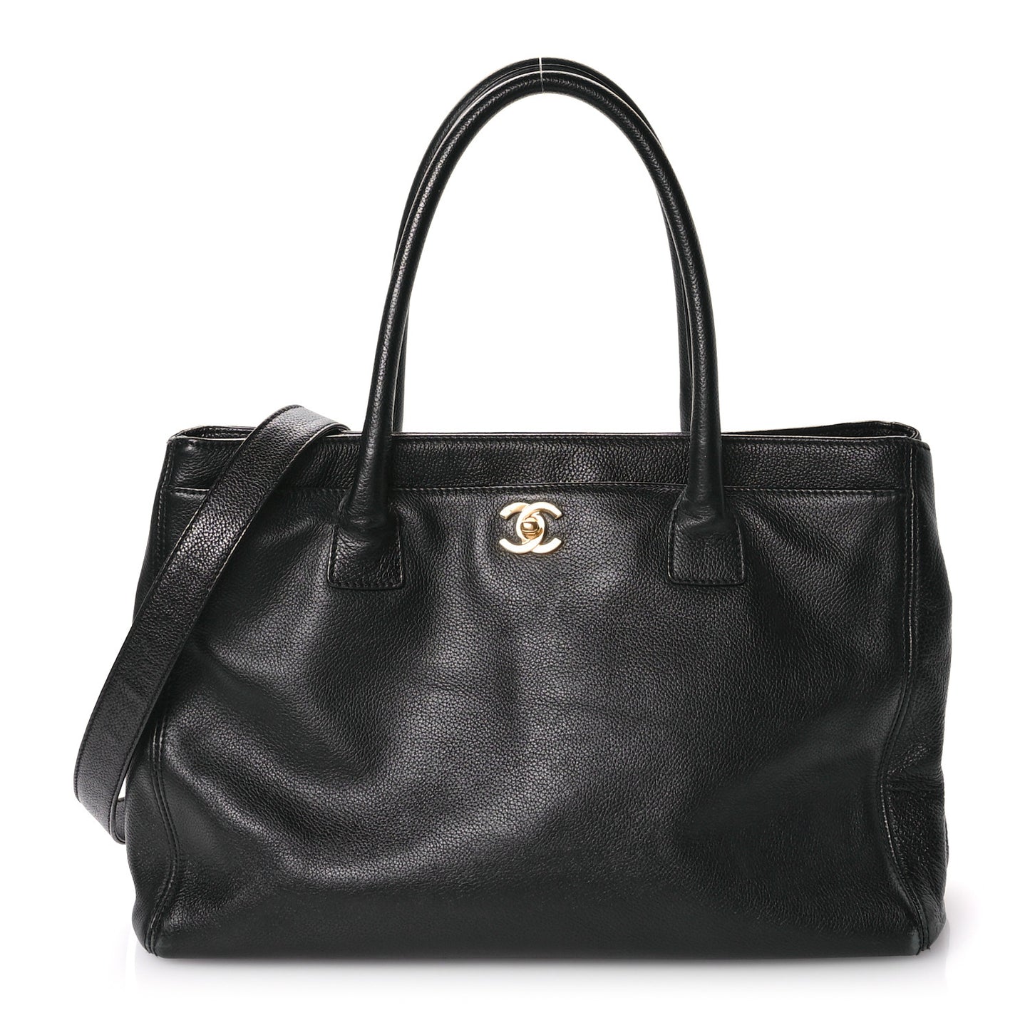 Calfskin Cerf Executive Shopper Tote Black