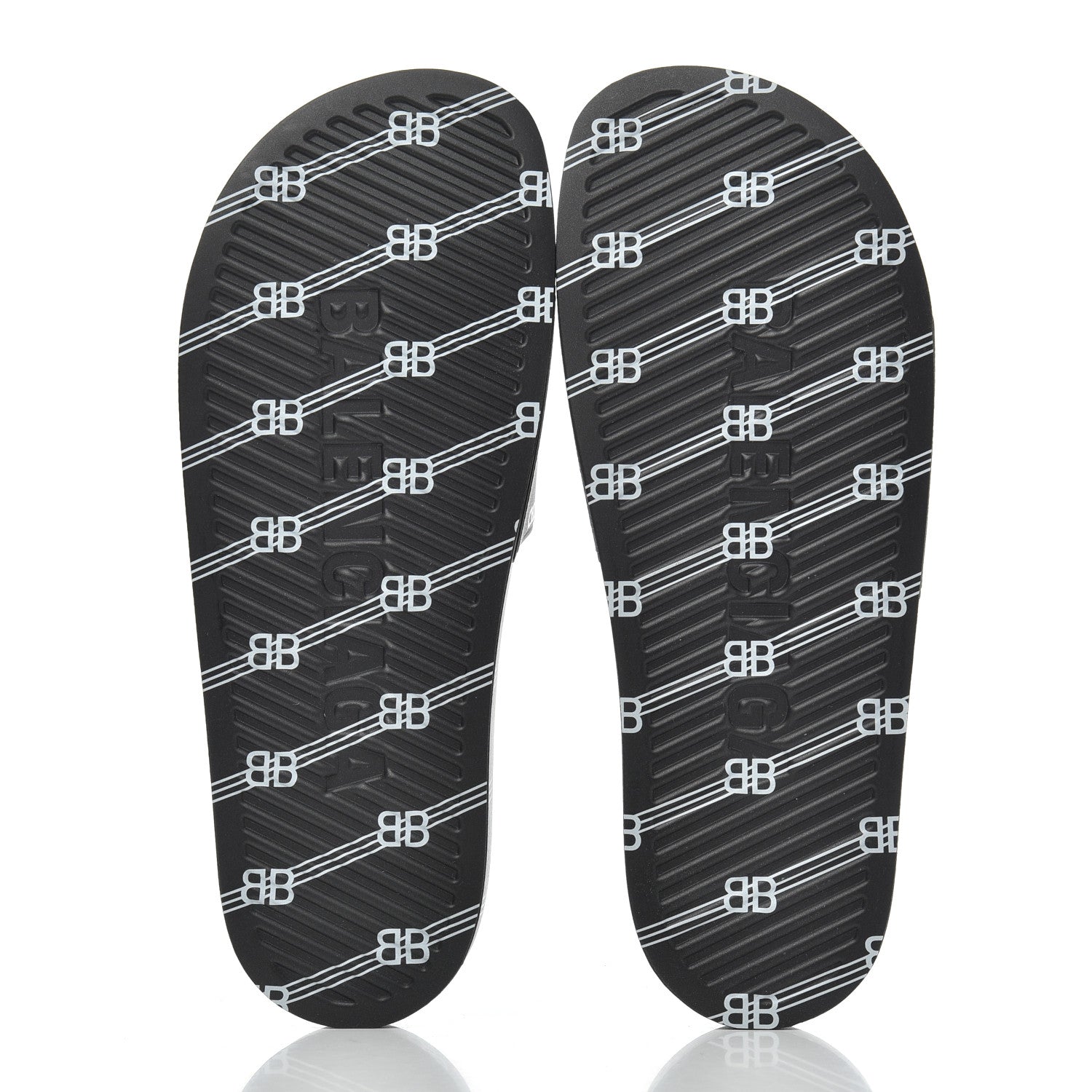 Balenciaga Rubber License Logo Print Mens Pool Slide Sandals 42 Black White 5 of 9