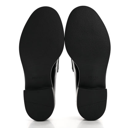 Prada Spazzolato Metal Triangle Logo 50mm Loafers 37 Black 5 of 9