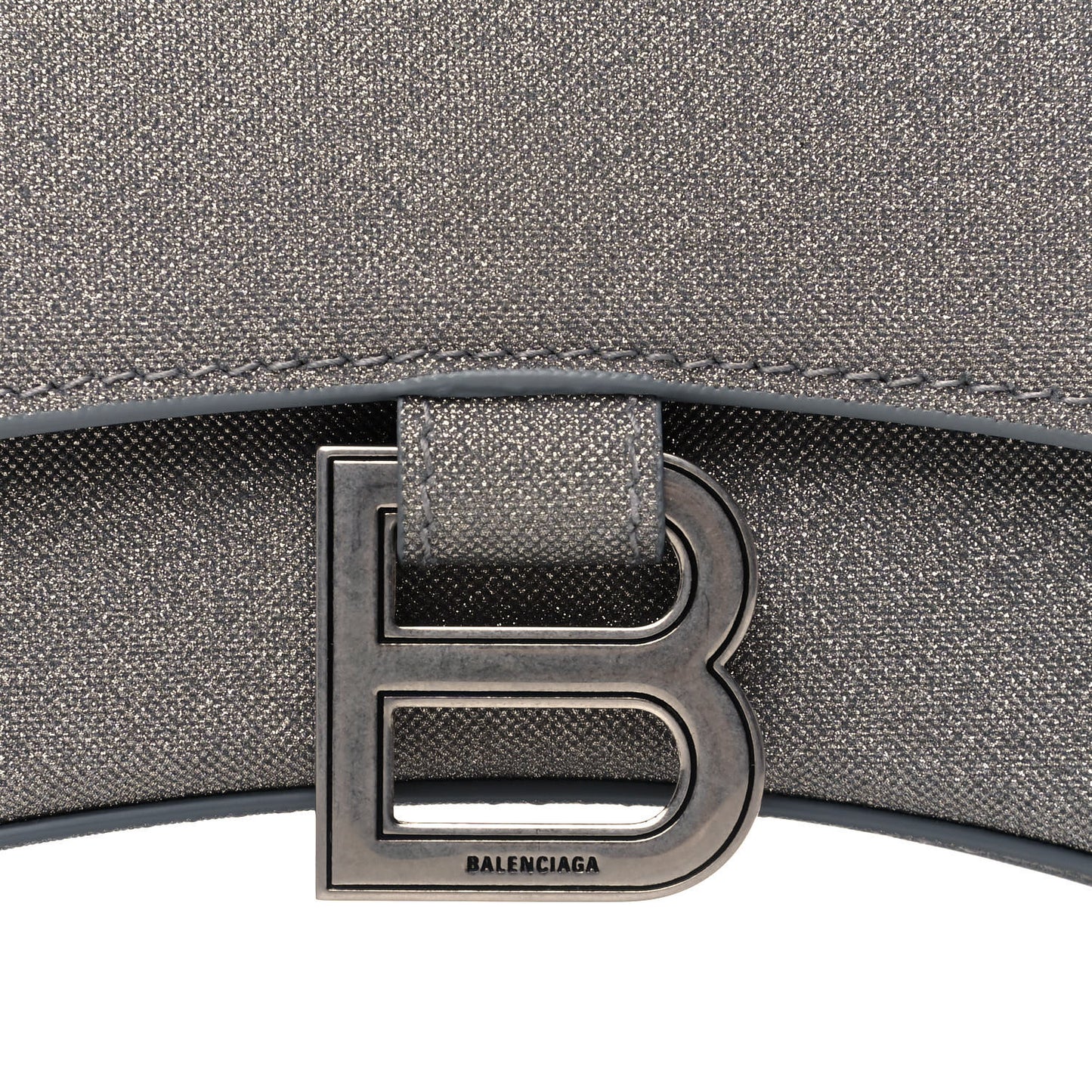 Glitter Fabric Hourglass Top Handle Bag XS Grey