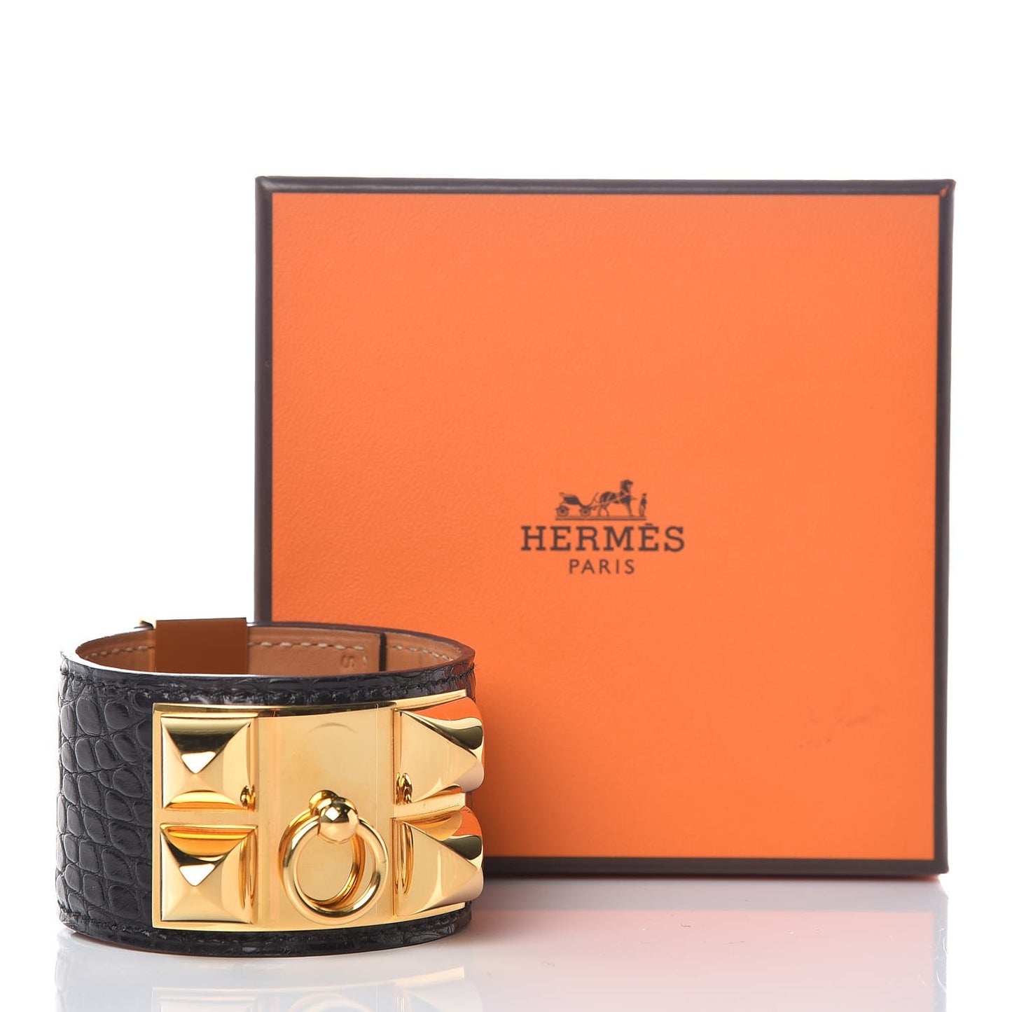 Shiny Alligator Collier de Chien CDC Bracelet S Black