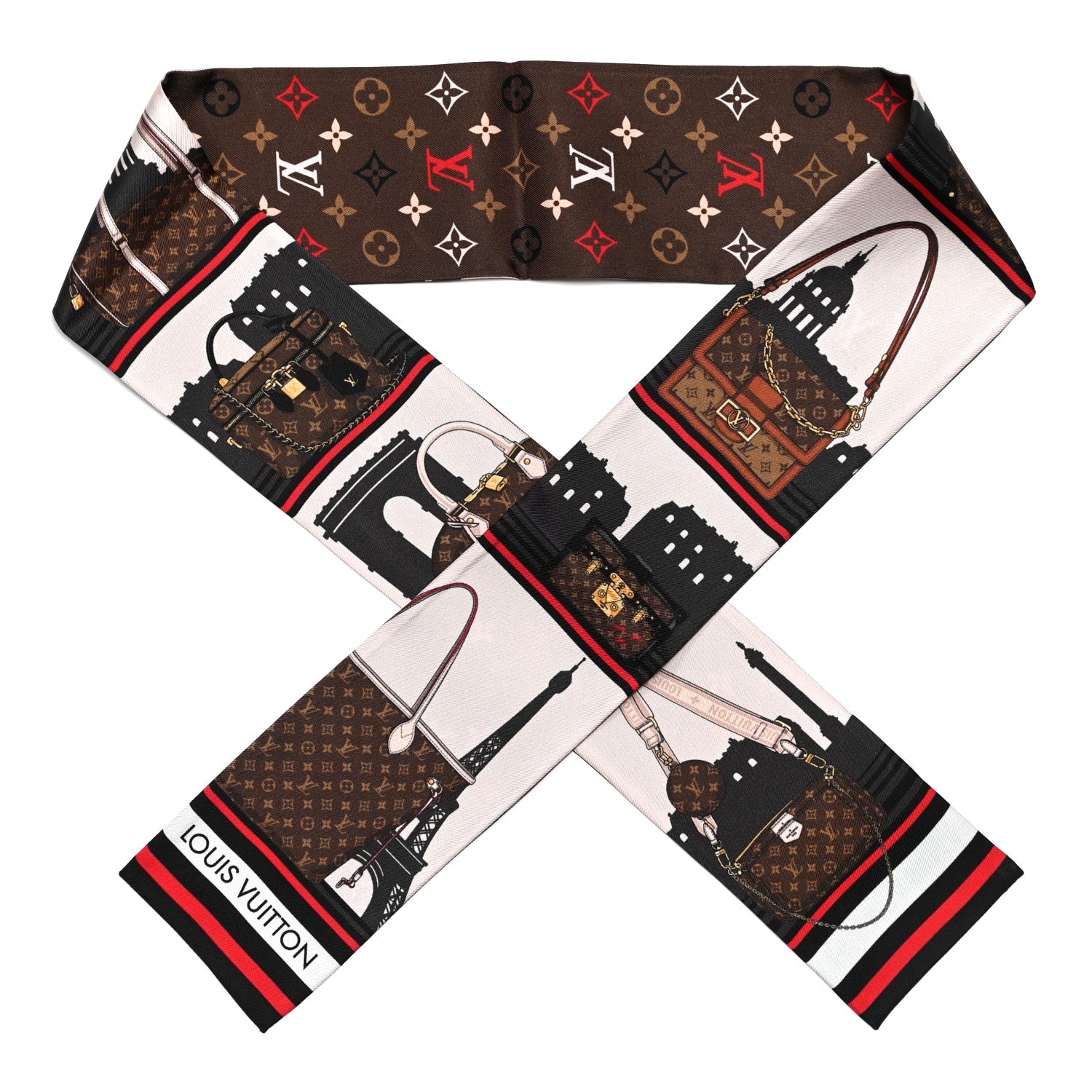 Louis Vuitton Silk Monogram Skyline Bandeau Marron 1 of 3