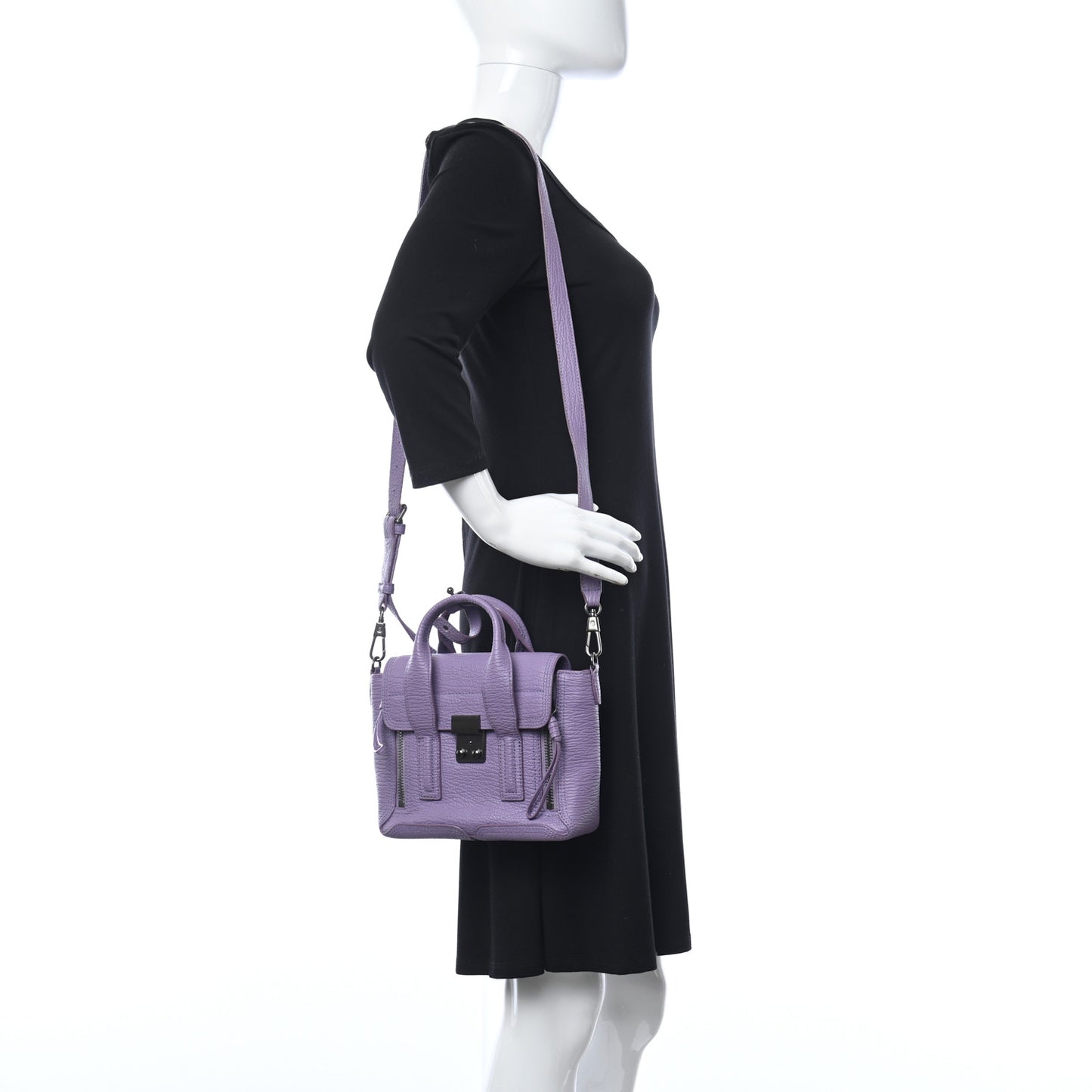 Textured Calfskin Mini Pashli Satchel Violet
