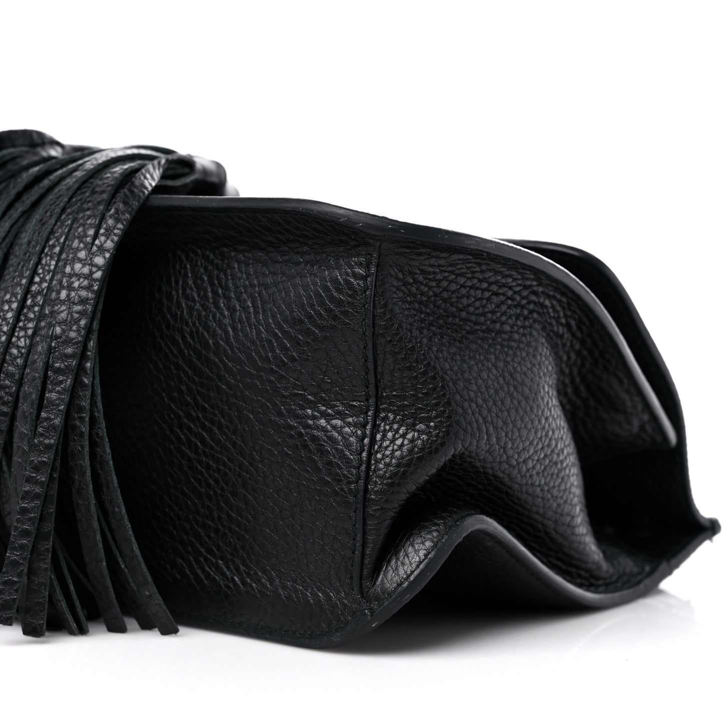 Pebbled Calfskin Medium Bamboo Daily Flap Shoulder Bag Black