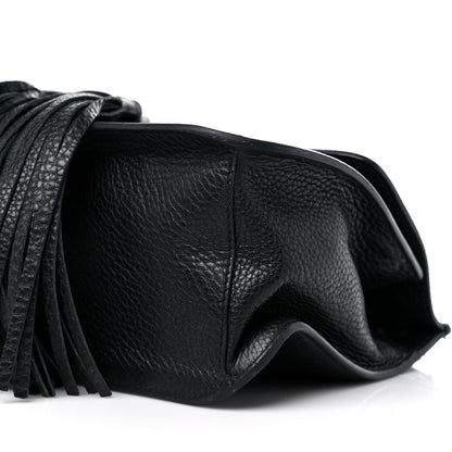 Gucci Pebbled Calfskin Medium Bamboo Daily Flap Shoulder Bag Black 9 of 14