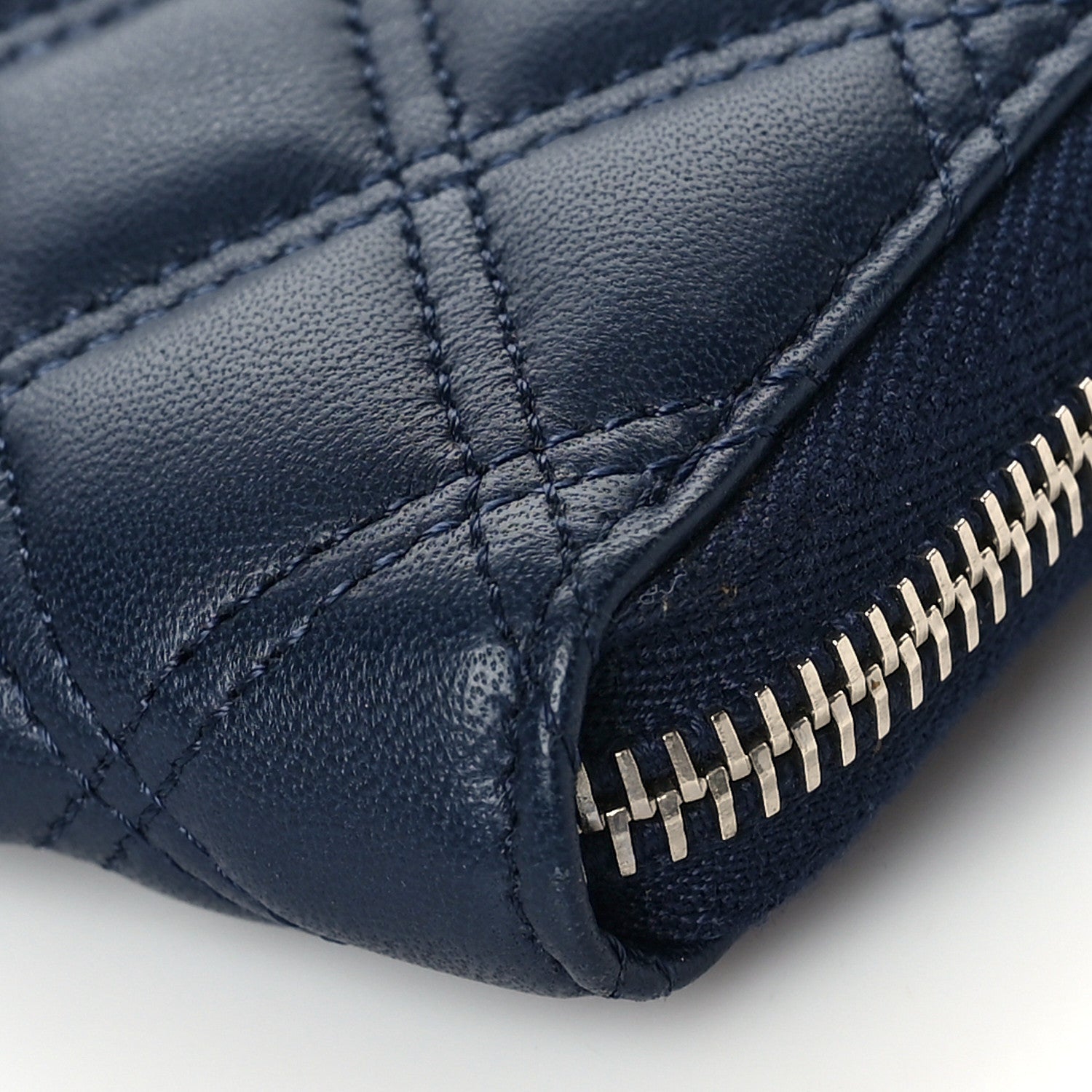 Chanel Lambskin Quilted Zip Around Coin Purse Wallet Blue 9 of 9