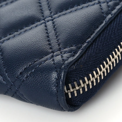 Chanel Lambskin Quilted Zip Around Coin Purse Wallet Blue 9 of 9