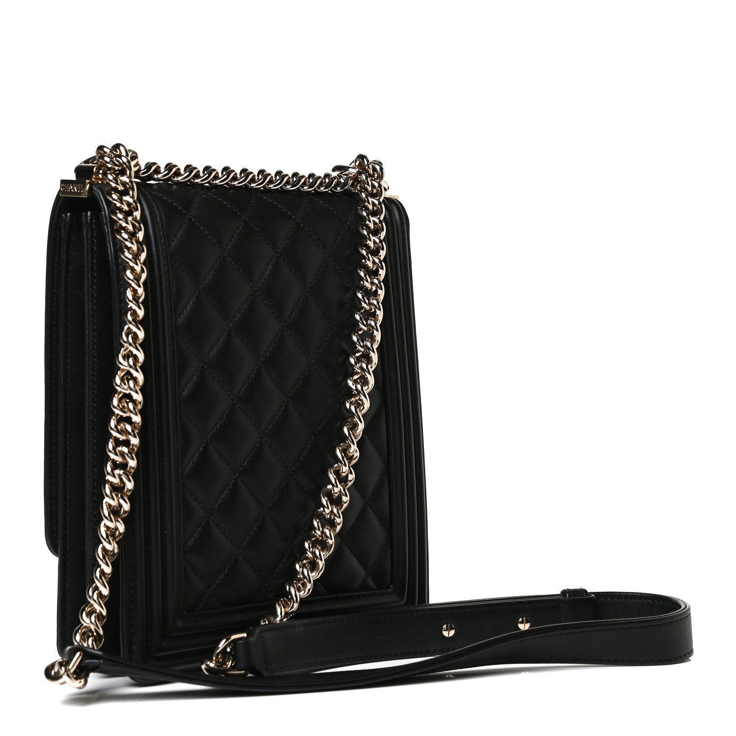 Chanel Calfskin Quilted North South Boy Flap Black 2 of 16