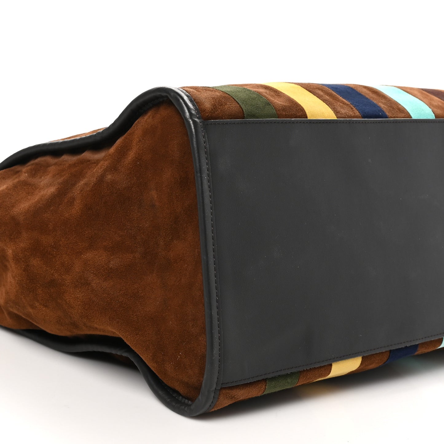 Suede Striped Fendi Sunshine Shopper Tote Brown Multicolor