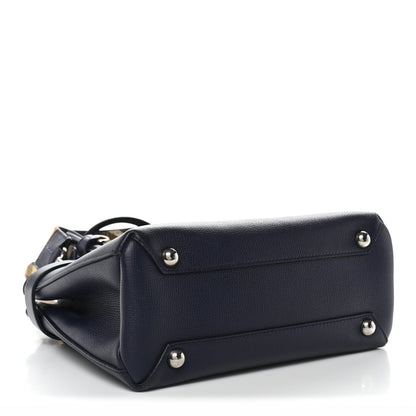 Burberry Grainy Calfskin House Check Small Banner Tote Ink Blue 4 of 11