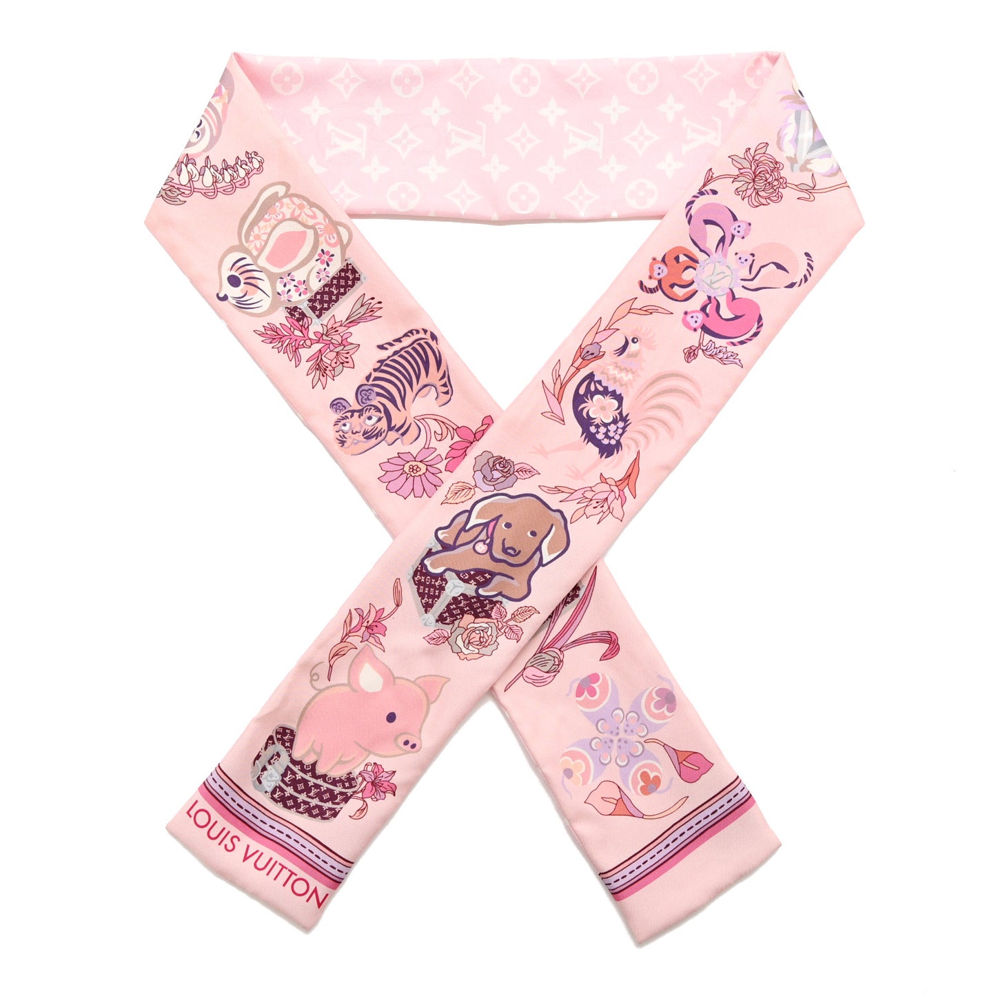 Silk Monogram Superstition Bandeau Rose Clair