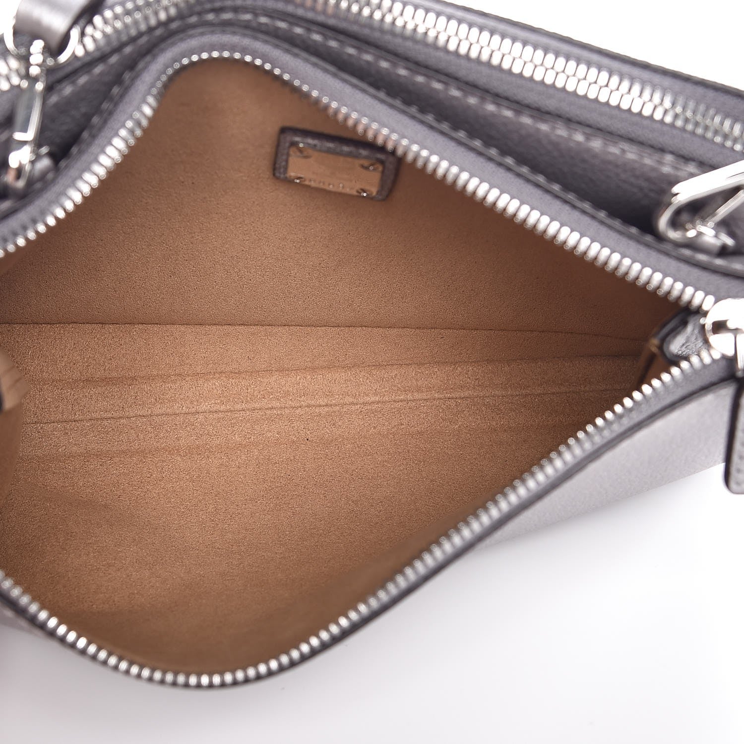 MCM Grained Calfskin Milla Double Crossbody Bag Spike Silver 5 of 15