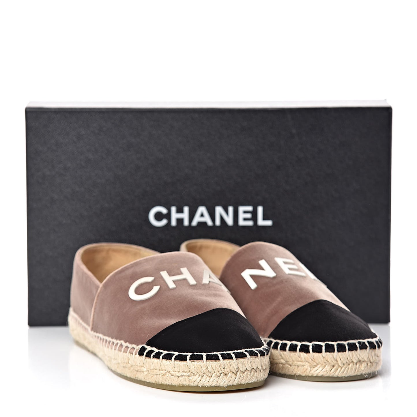 Velvet Logo Espadrilles 36 Beige Black