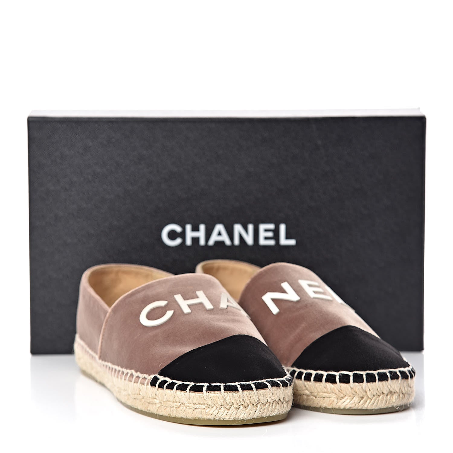 Chanel Velvet Logo Espadrilles 36 Beige Black 9 of 9