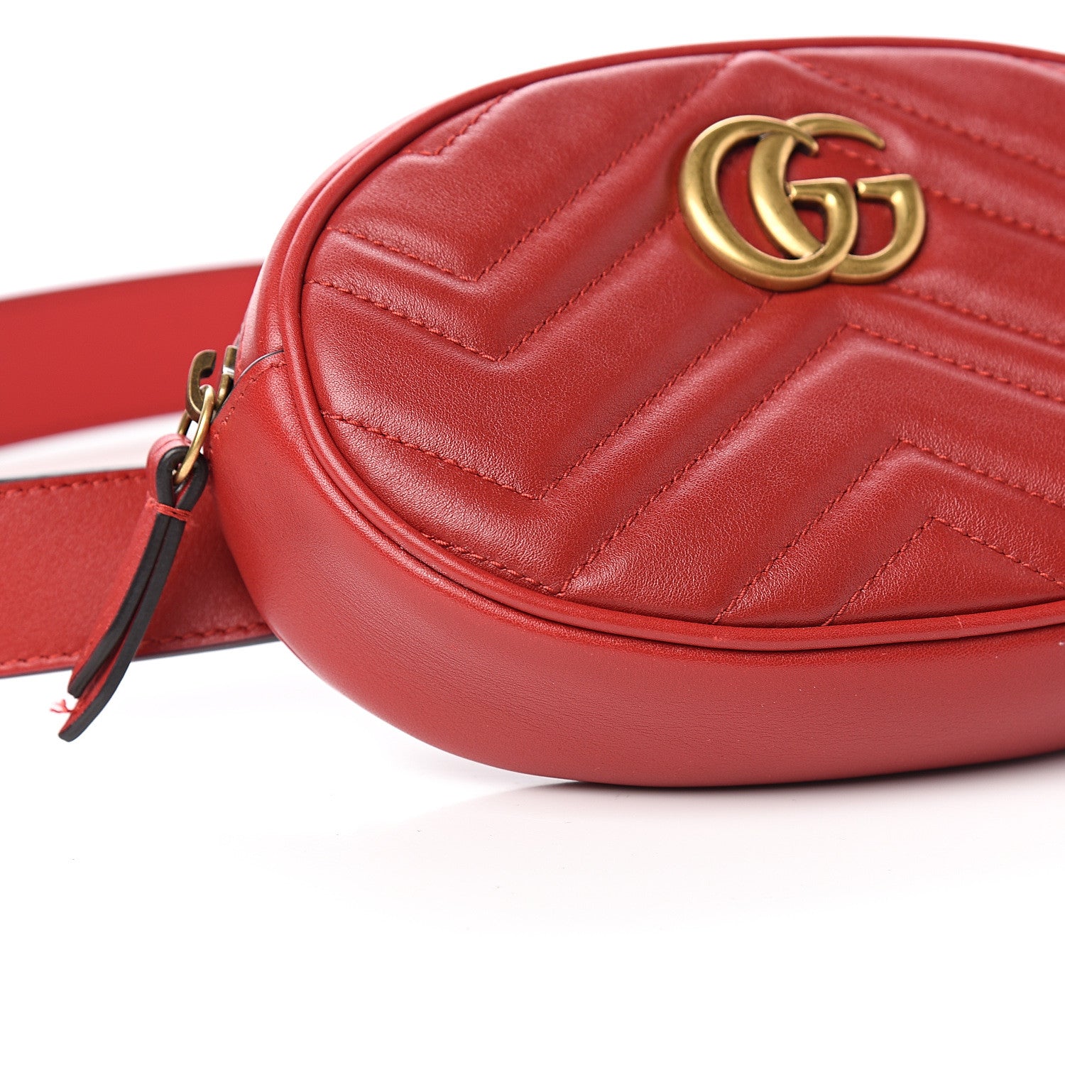 Gucci Calfskin Matelasse GG Marmont Belt Bag 95 38 Hibiscus Red 8 of 11
