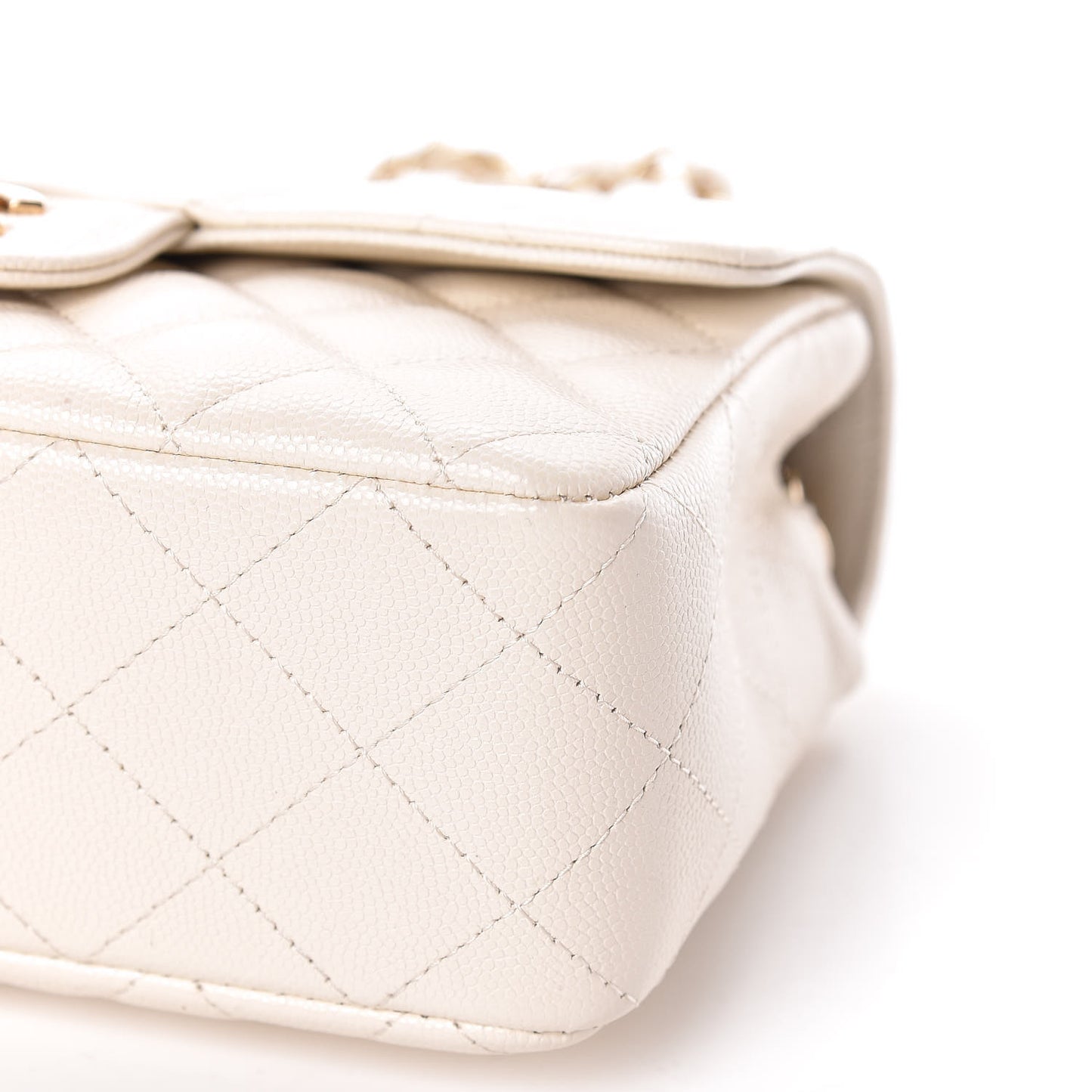 Caviar Quilted Mini Rectangular Flap White