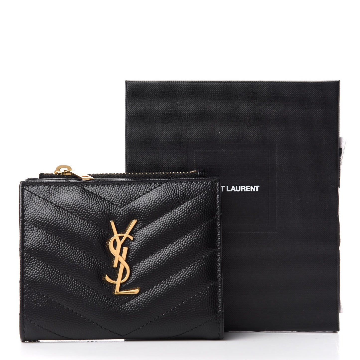Grain De Poudre Matelasse Chevron Monogram Zipped Card Case Black