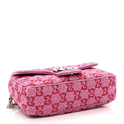 Gucci Tweed GG Monogram Mini GG Marmont Shoulder Bag Pink Red 4 of 11