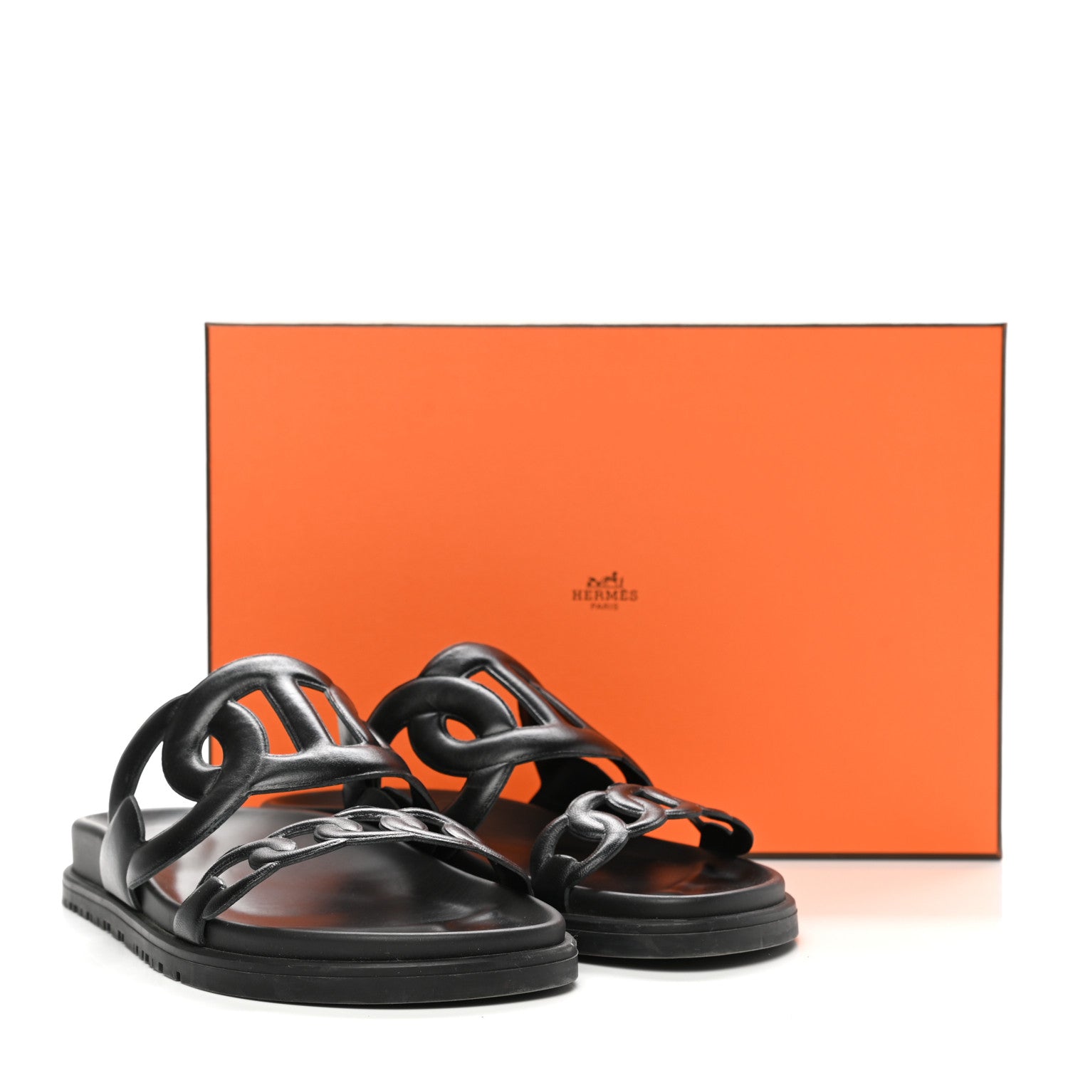 Hermes Nappa Extra Sandals 37 Black 9 of 9