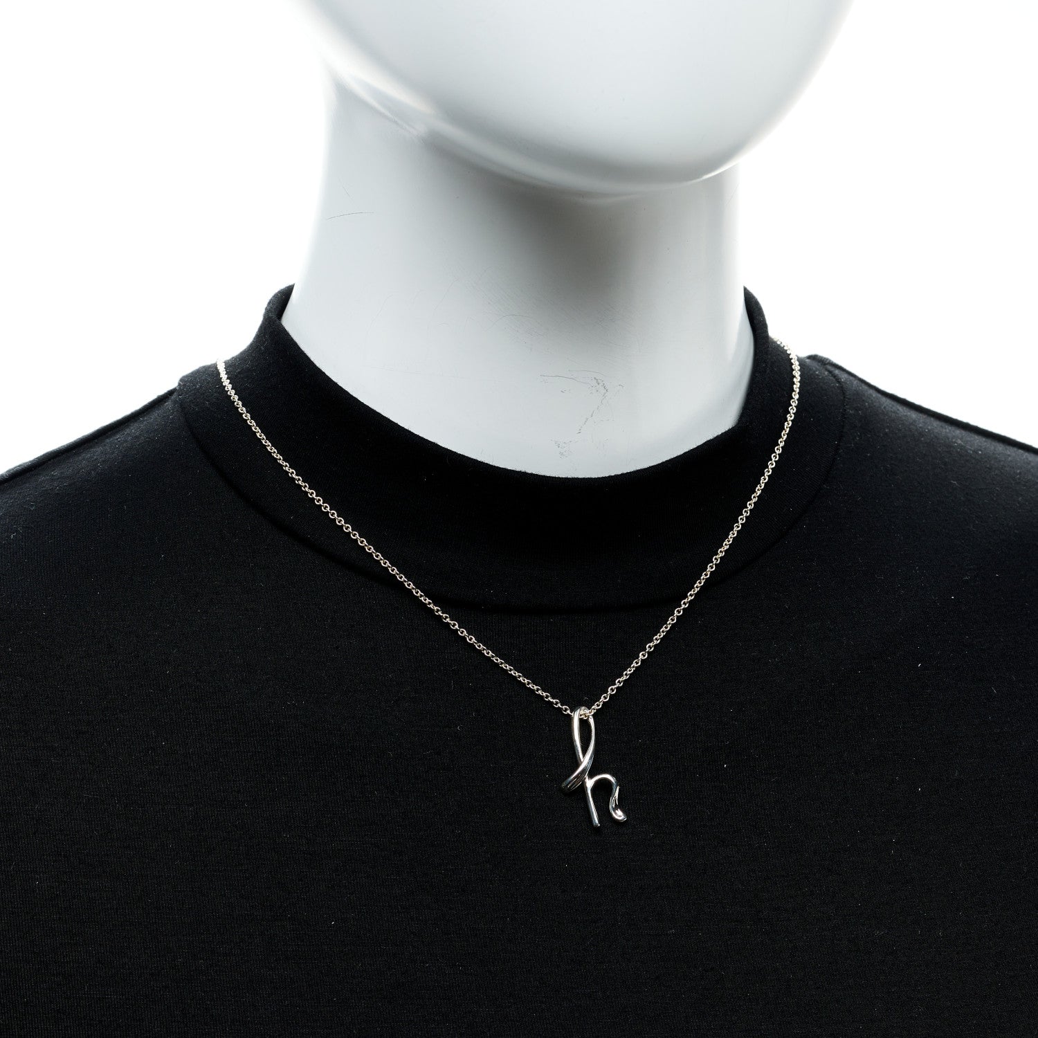 Tiffany Sterling Silver Elsa Peretti Letter H Pendant Necklace 2 of 6
