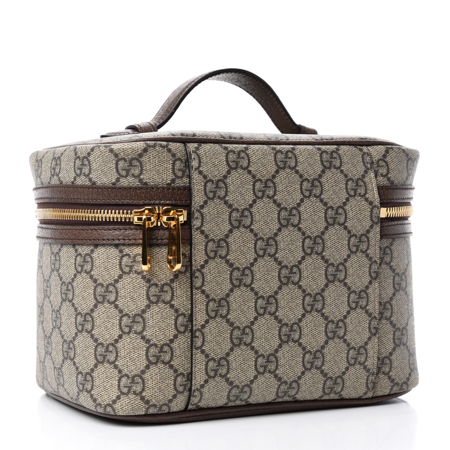 Gucci GG Supreme Monogram Textured Calfskin Web Small Ophidia Vanity Cosmetic Case Beige Ebony New Acero 3 of 7