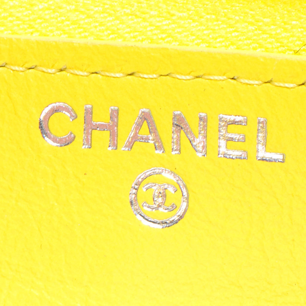 Chanel Patent Quilted Zip Around Wallet Yellow 6 of 7