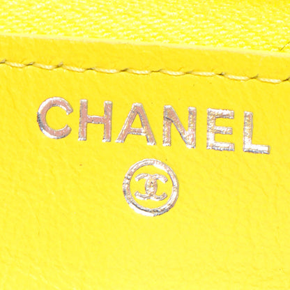 Chanel Patent Quilted Zip Around Wallet Yellow 6 of 7