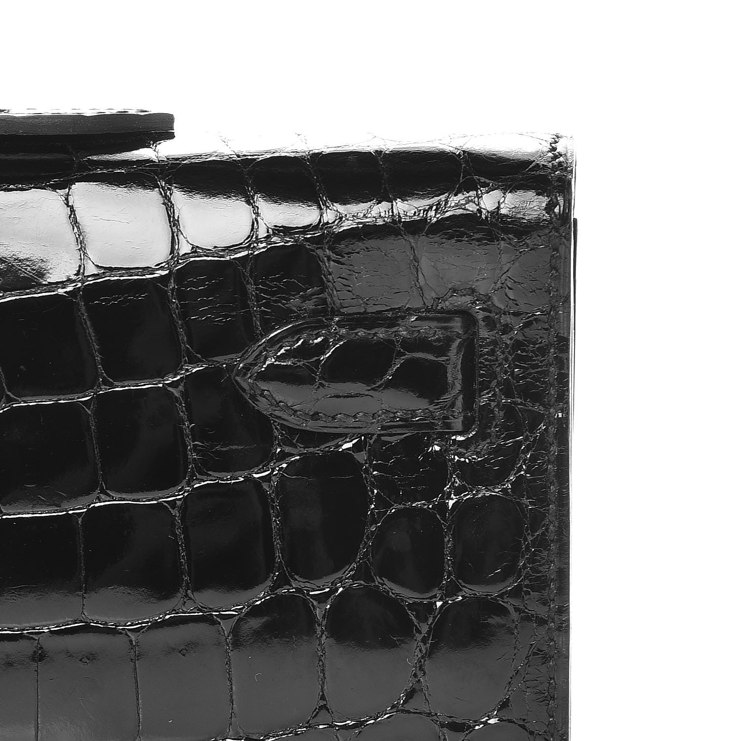 Hermes Shiny Niloticus Crocodile Kelly Cut Pochette Black 23 of 24