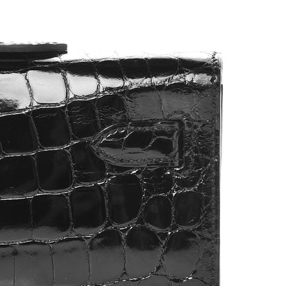 Hermes Shiny Niloticus Crocodile Kelly Cut Pochette Black 23 of 24