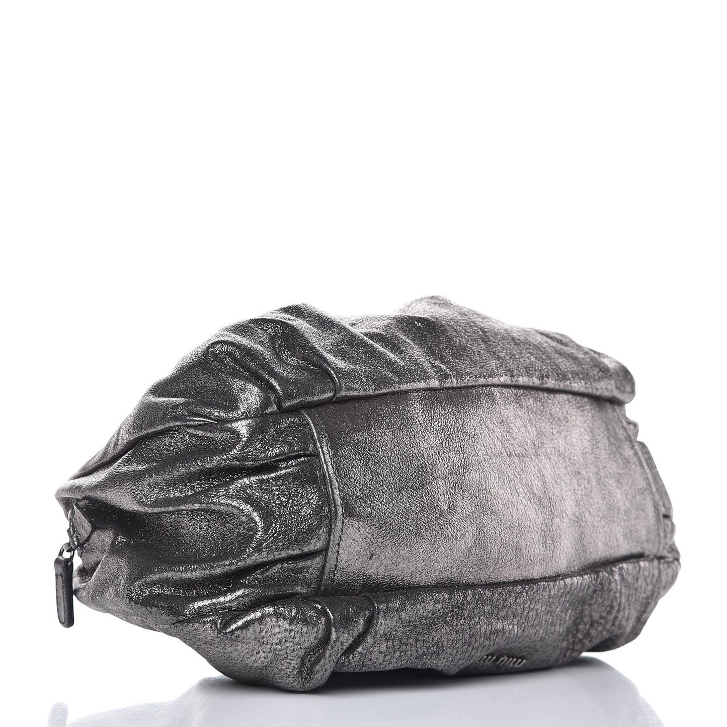 Metallic Soft Calfskin Oversized Clutch Silver