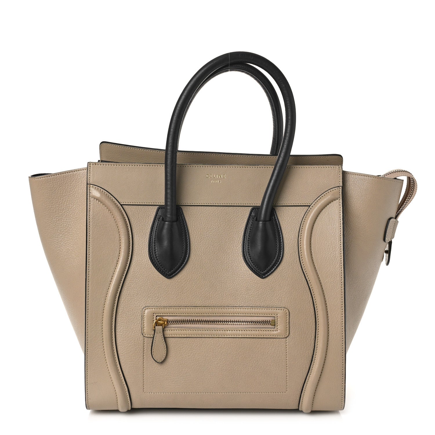 Celine Drummed Calfskin Mini Bi-Color Luggage Navy Dune 1 of 8