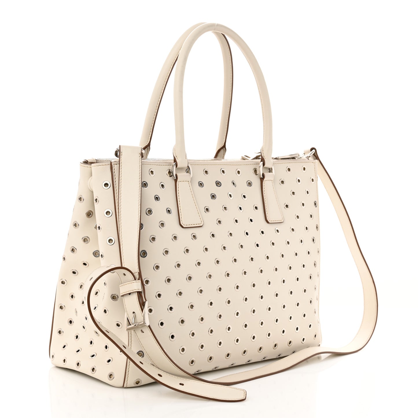 City Calf Grommet Large Double Zip Tote Talco
