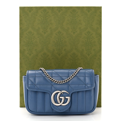 Gucci Calfskin Matelasse Aria Super Mini GG Marmont Shoulder Bag Clear Blue 10 of 10