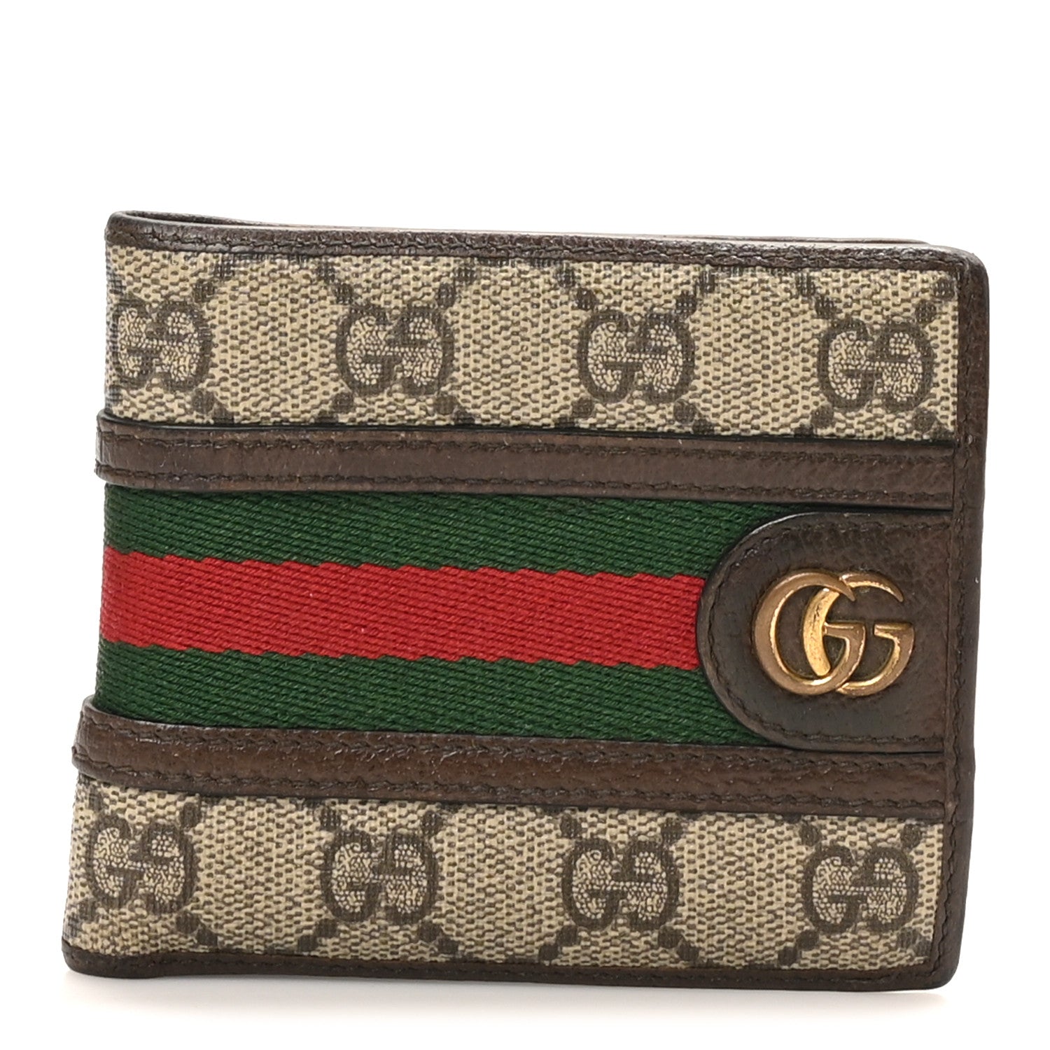 Gucci GG Supreme Monogram Web Mens Ophidia Bi-Fold Wallet Beige New Acero 1 of 8