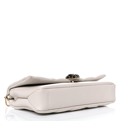 Bulgari Calfskin Matelasse Small Serpenti Cabochon Shoulder Bag White 4 of 10