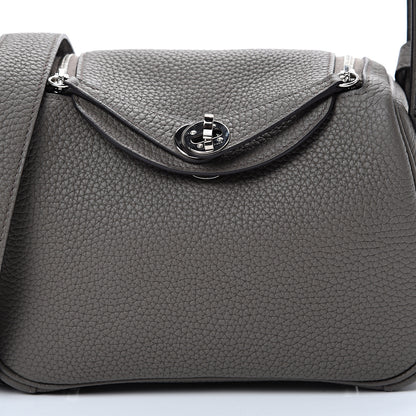 Hermes Taurillon Clemence Mini Lindy 20 Etain 7 of 9